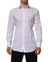 Dolce & Gabbana White Crown Collared GOLD Formal Dress Shirt